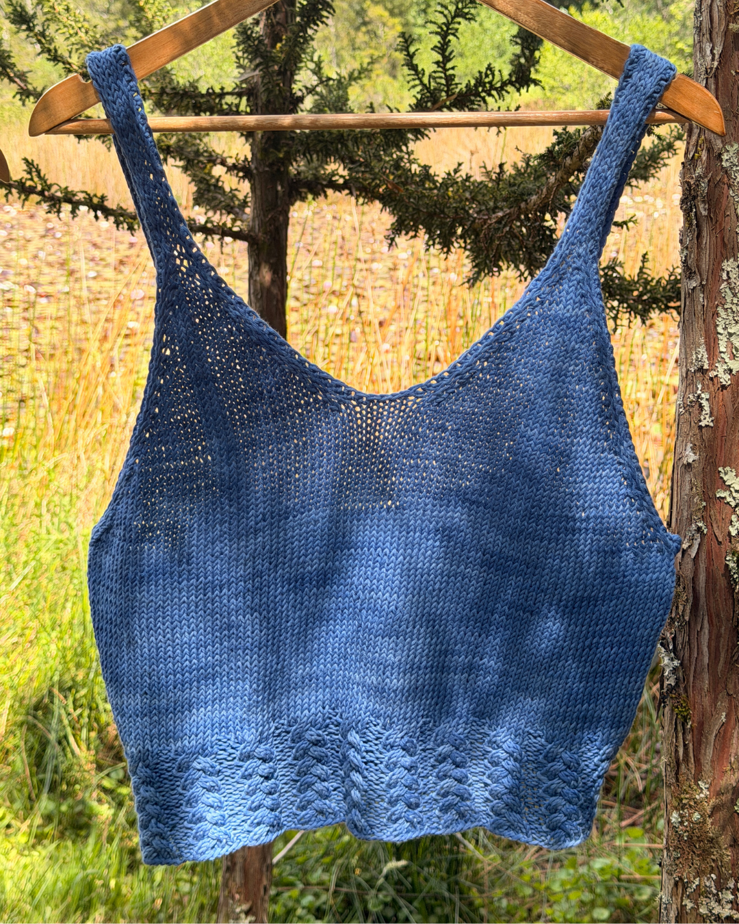 Polera trenzas azul